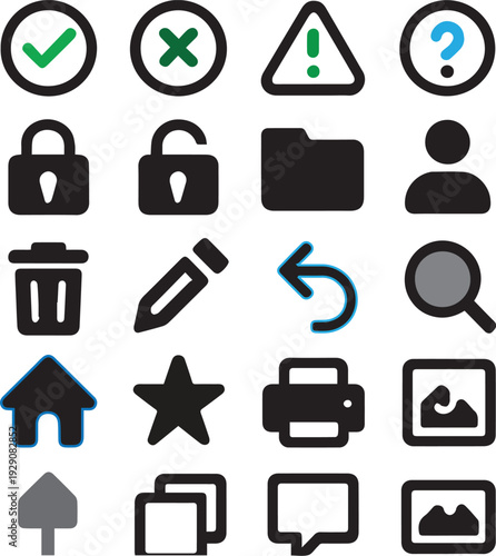 Flat web icons set with travel, medical, business, and food symbols