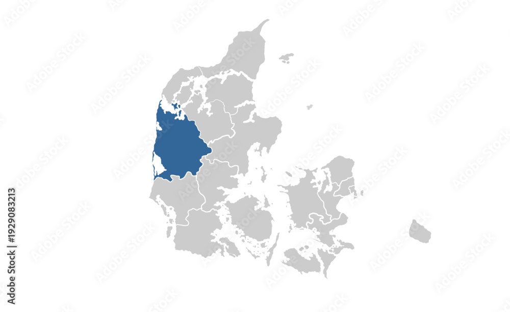 Obraz premium Ringkobing Denmark map showing highlighted location in Europe.