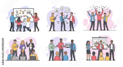 Diverse group of people collaborating on projects and ideas together.