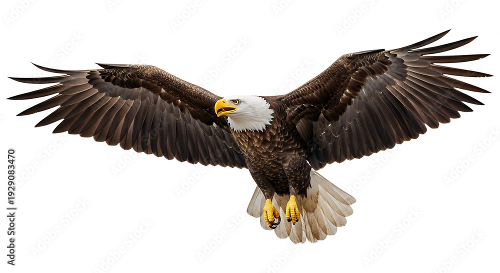 Obraz premium Soaring eagle with wings spread against transparent background