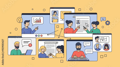 Online Collaboration and Remote Work with Multiple Video Calls.