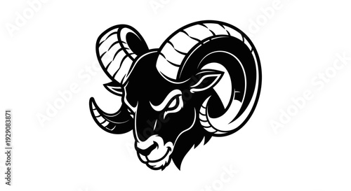 Intense Ram Head Mascot Illustration with Bold Horns.
