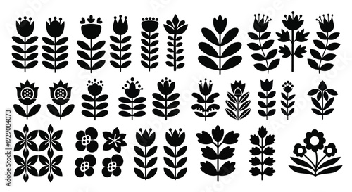 A collection of intricate black and white line art designs featuring various patterns and motifs