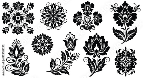 A collection of intricate floral designs showcasing various flower types and arrangements.