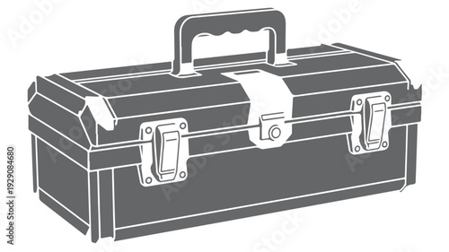 Gray metal toolbox tool box