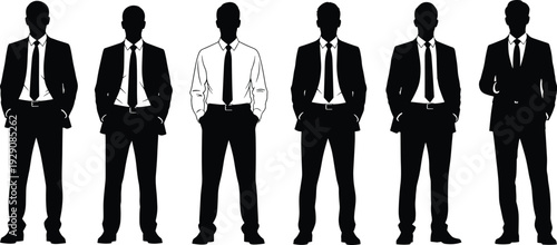 Businessman Silhouette Set in Suit and Tie
