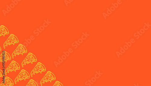 Pizza background Pattern Design. Hand Drawn Outline. Decorative Food Background. Packaging Textile Use.