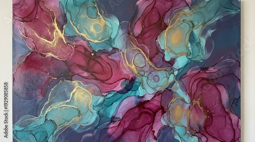 Wallpaper Mural Abstract Fluid Art Microscopic Life with Marble Textures and Gold Accents Torontodigital.ca