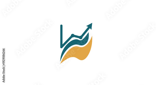 Abstract W letter logo with upward arrow and wave design.