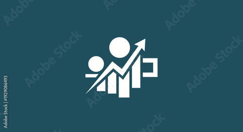 People with growth arrow and bar chart representing business success.