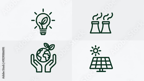 eco friendly icons for green energy and environment conservation concepts