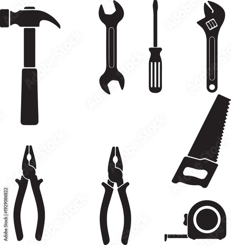Hand Tools Icon Set Vector Silhouette