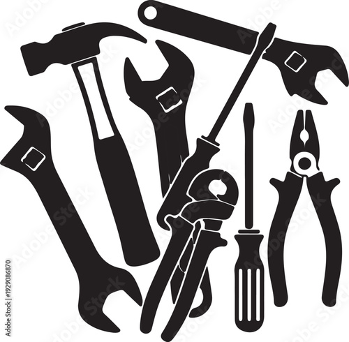 Hand Tools Icon Set Vector Silhouette