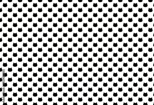 猫ドット背景素材　白黒