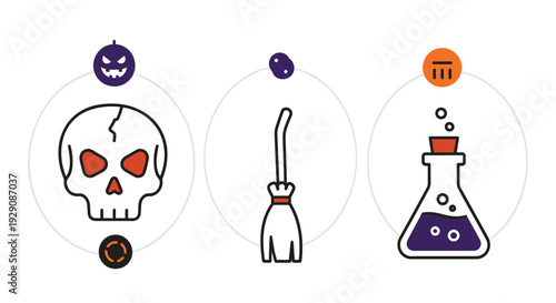 Set of 3 Halloween icons vector
