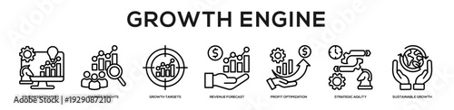 Growth Engine web banner icon illustration concept