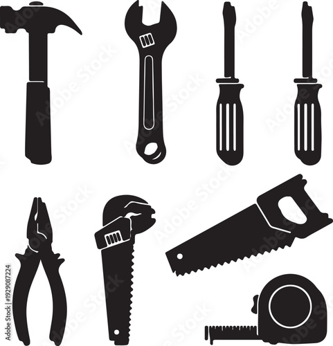 Hand Tools Icon Set Vector Silhouette