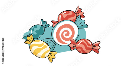 Set of 6 colorful candies vector