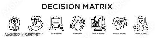 Decision Matrix web banner icon illustration concept
