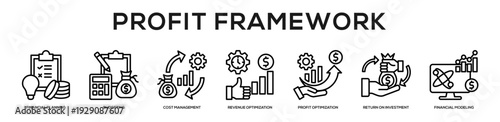 Profit Framework web banner icon illustration concept
