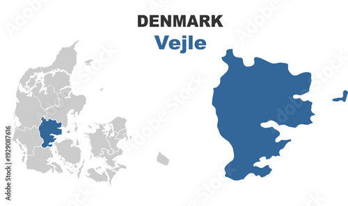 Vejle Denmark map showing highlighted location in Europe.