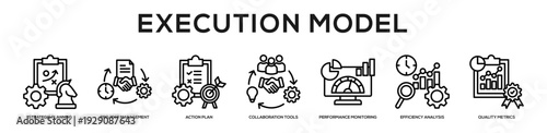 Execution Model web banner icon illustration concept