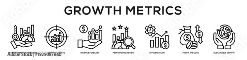 Growth Metrics web banner icon illustration concept