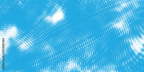 Futuristic Icy radial halftone background, frost crystal swirl effect, light blue and white gradient, seamless vector illustration. background design