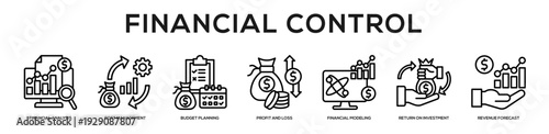Financial Control web banner icon illustration concept