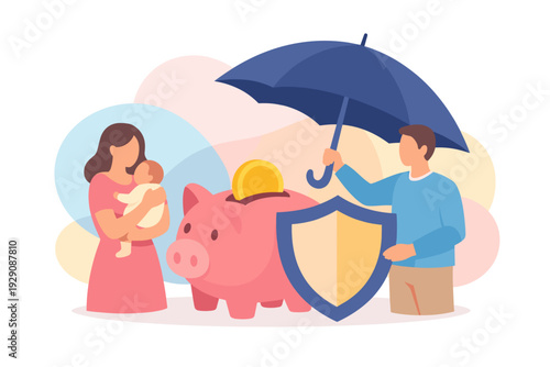 Family protection and financial security concept illustration.