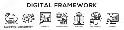 Digital Framework web banner icon illustration concept