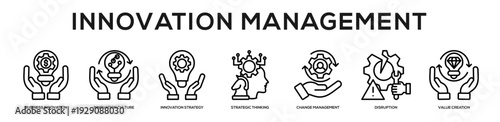 Innovation Management web banner icon illustration concept
