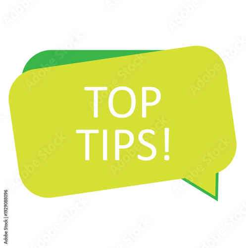 Top tips tag.Speech bubble banner with stars