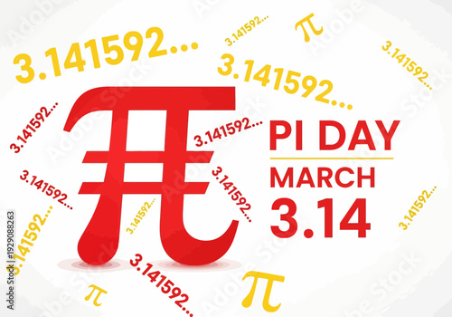 Pi day celebration graphic with pi symbol and value 3141592