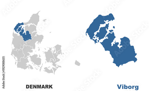 Viborg Denmark map showing highlighted location in Europe.