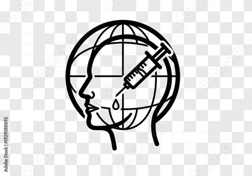 Global health injection concept outline icon
