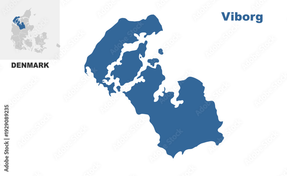 Fototapeta premium Viborg Denmark map showing highlighted location in Europe.