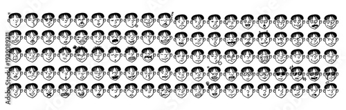 Complete Mega Pack of Character Face Expressions. Massive Set of Human Head Emotion Illustrations in Gritty Urban Graffiti Tag Style.