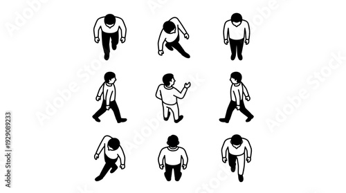 Walking Person Silhouette Icon Set – Dynamic Human Poses Featuring Step-by-Step Movement for Fitness, Lifestyle, and Motion Graphics Design Projects