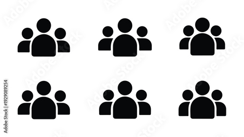 group of people icons in different configurations on white background