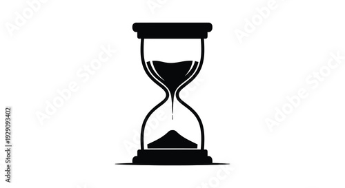 A striking black silhouette depicts a classic hourglass with sand flowing representing time s passage a timeless concept silhouette