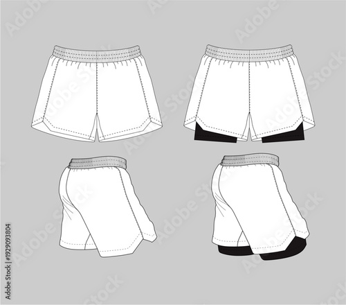 Editable vector MMA single and dual layer short mockups