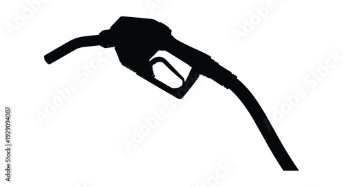 A stark black silhouette of a fuel nozzle against a bright white background representing energy and transportation silhouette