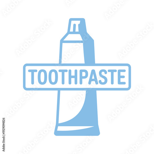 Simple illustration of a blue toothpaste tube with a label