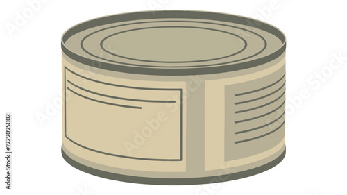 Tan and gray tin can with label and lid metal can food packaging kitchen cooking