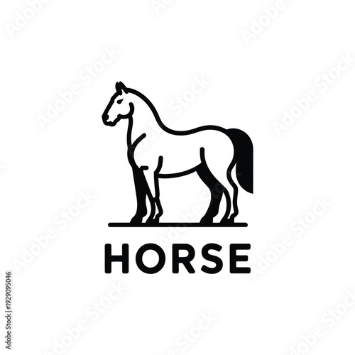 Simple graphic of a horse with the word horse below it