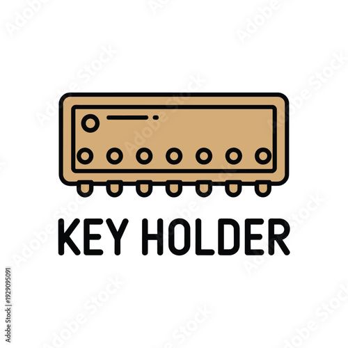 Simple illustration of a brown key holder with a black outline