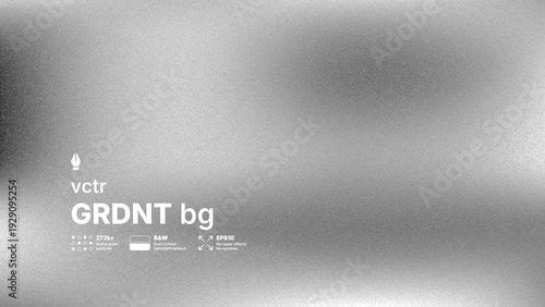 Abstract black and white vector background with high detailed noise texture and blurred gradient effect. Modern grayscale silver grainy overlay for industrial or brutalist design concepts.