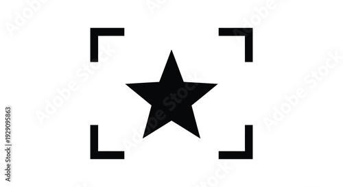 A stark minimalist design featuring a five pointed star framed by bracket like shapes creating a bold silhouette high quality professional