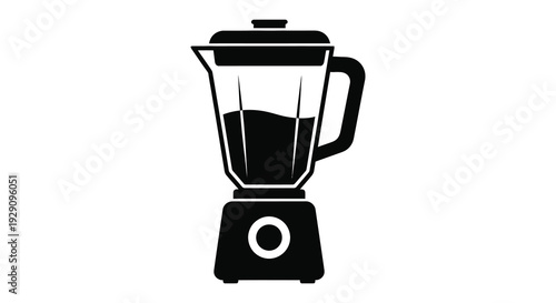 A stark black silhouette of a modern kitchen blender showcasing its functional design and sleek form silhouette high quality